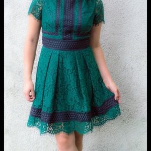 Eliza J Lace dress with eyelet detail